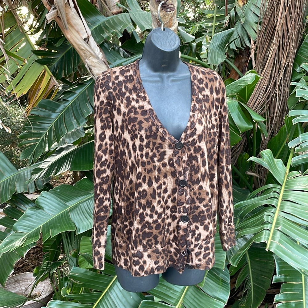 French laundry, leopard print deep cardigan